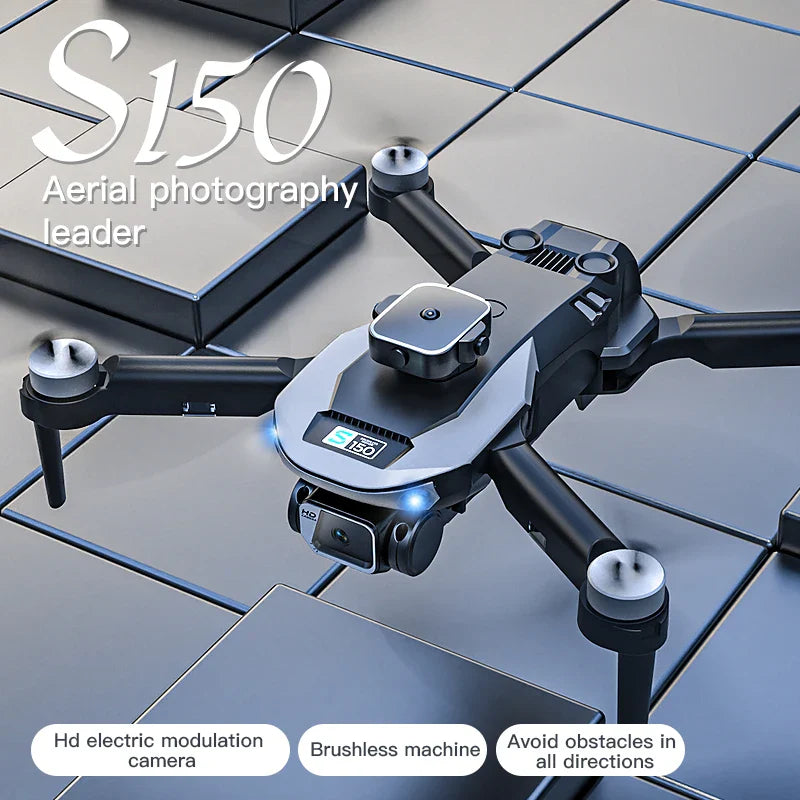 Compact mini drone with dual camera, high definition front lens, and black lightweight aerodynamic frame — view 4