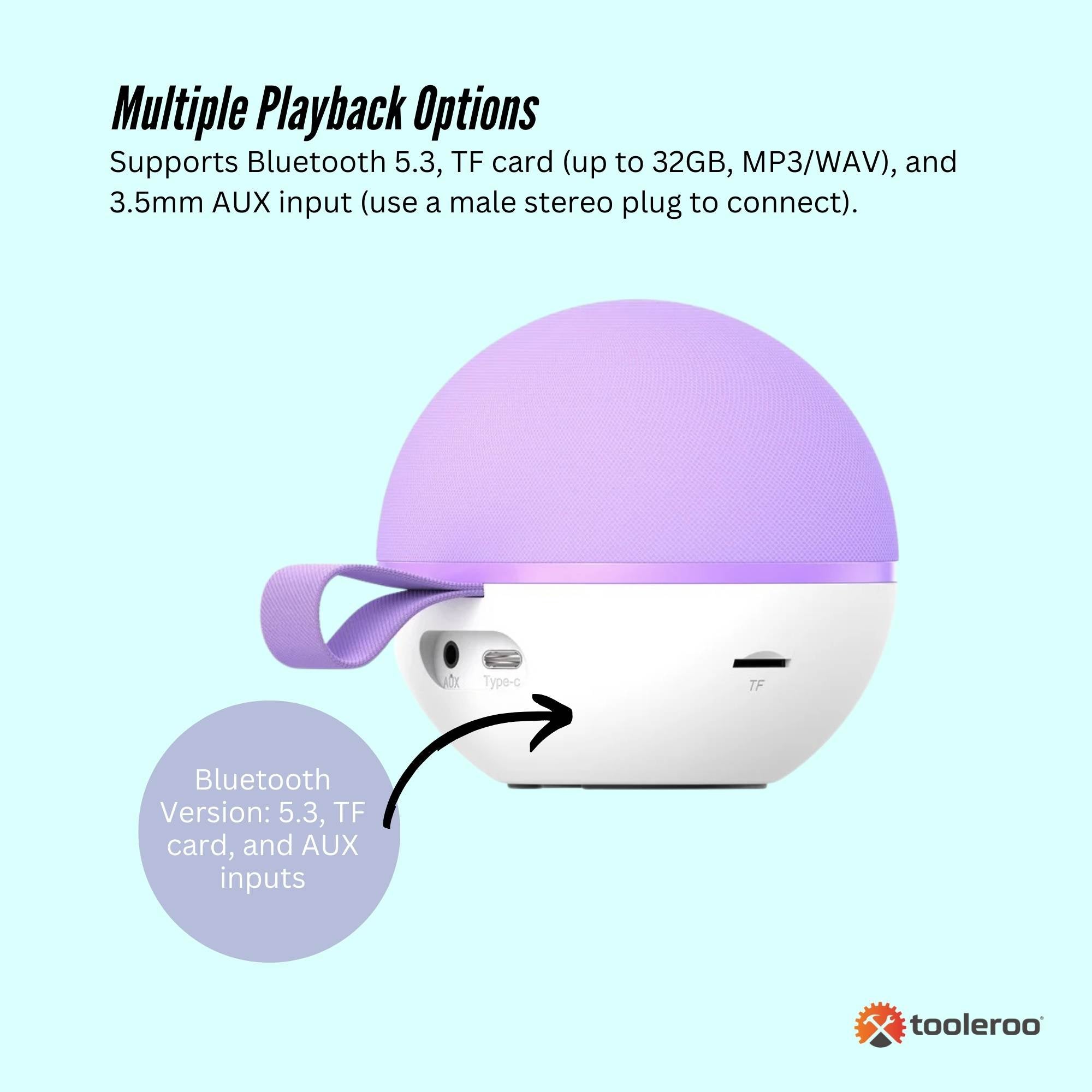 Purple mini karaoke machine with two wireless microphones and multicolour LED speaker. — view 5