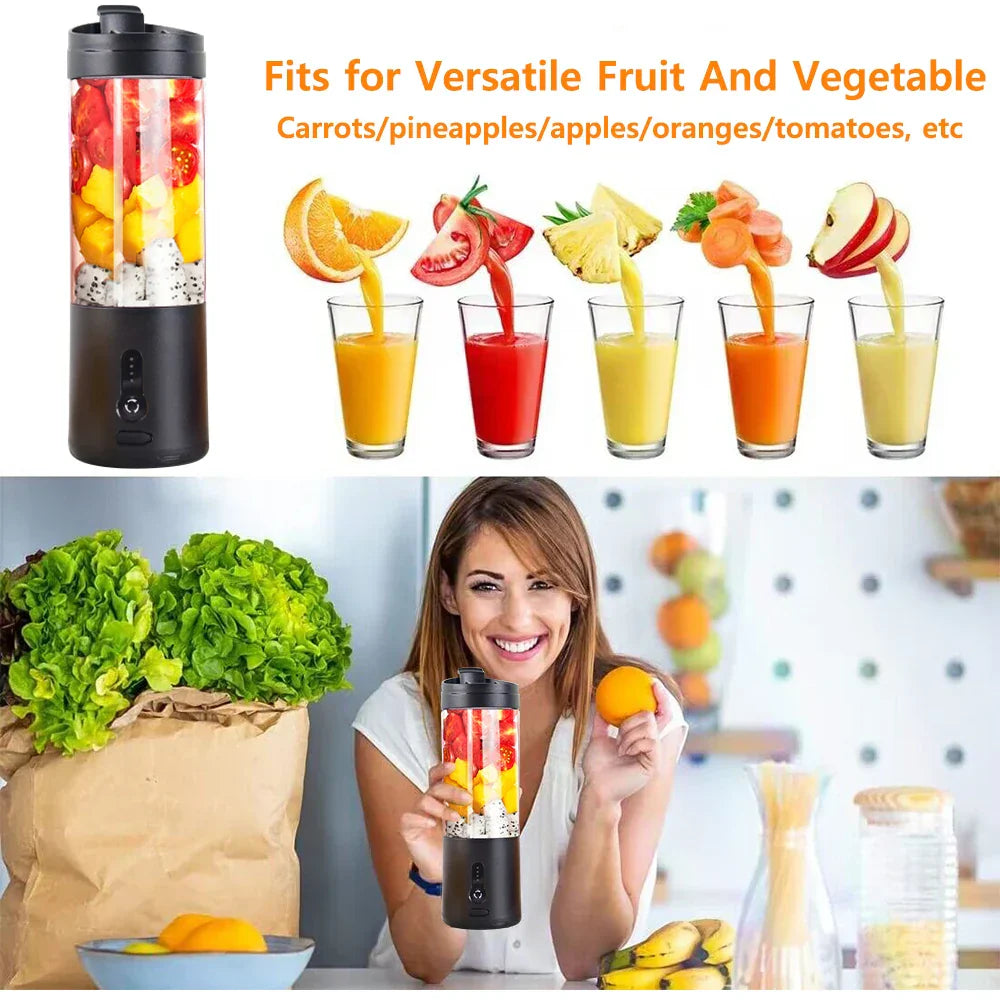 Mini portable rechargeable electric fruit juicer blender with stainless steel blades — view 5