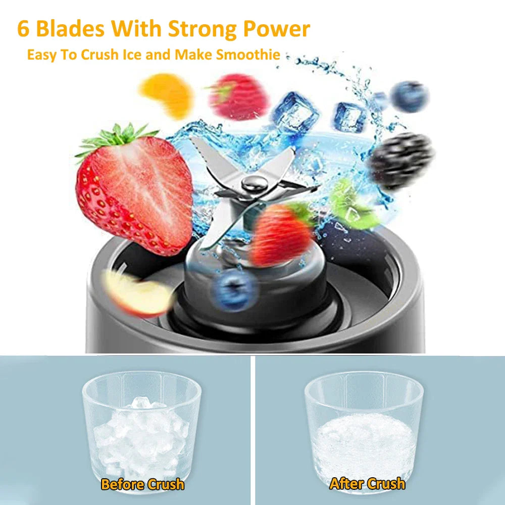 Mini portable rechargeable electric fruit juicer blender with stainless steel blades — view 3