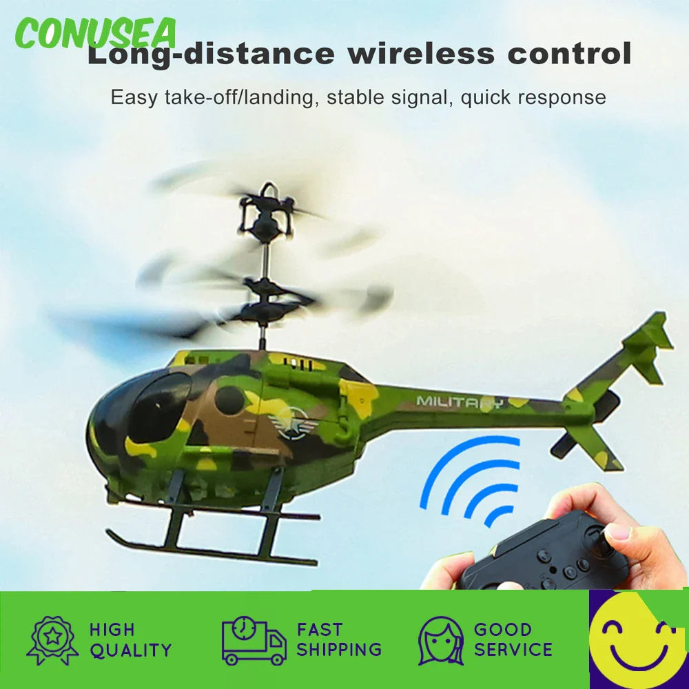 Mini RC helicopter drone in durable eco-friendly plastic with dual joysticks wireless remote control.