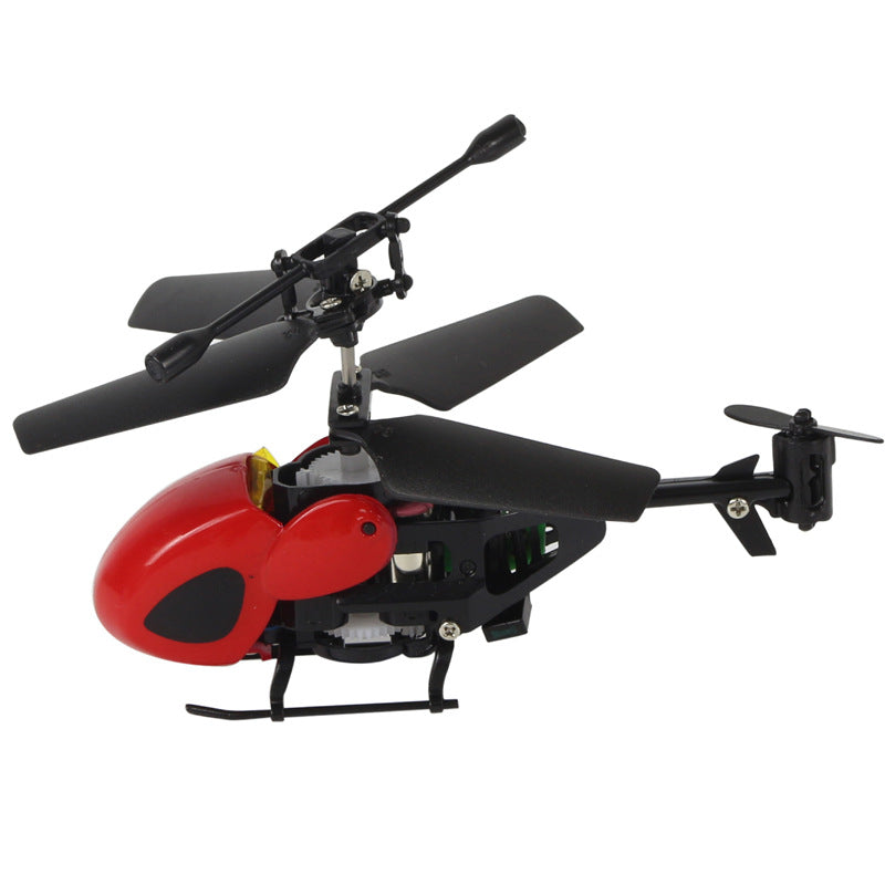 Mini remote control helicopter toy in bright yellow plastic with aerodynamic blades and landing gear