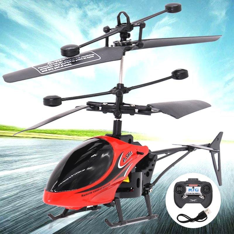 Mini remote control helicopter in vibrant color made of ABS plastic with a two-channel controller