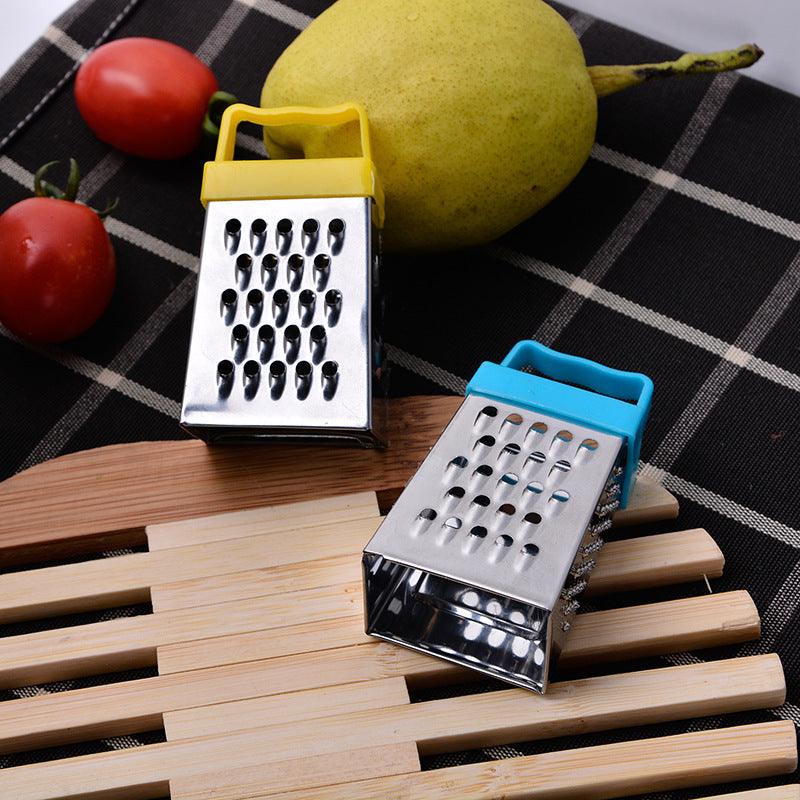 Mini stainless steel four-sided vegetable chopper and cheese grater with colorful plastic — view 2