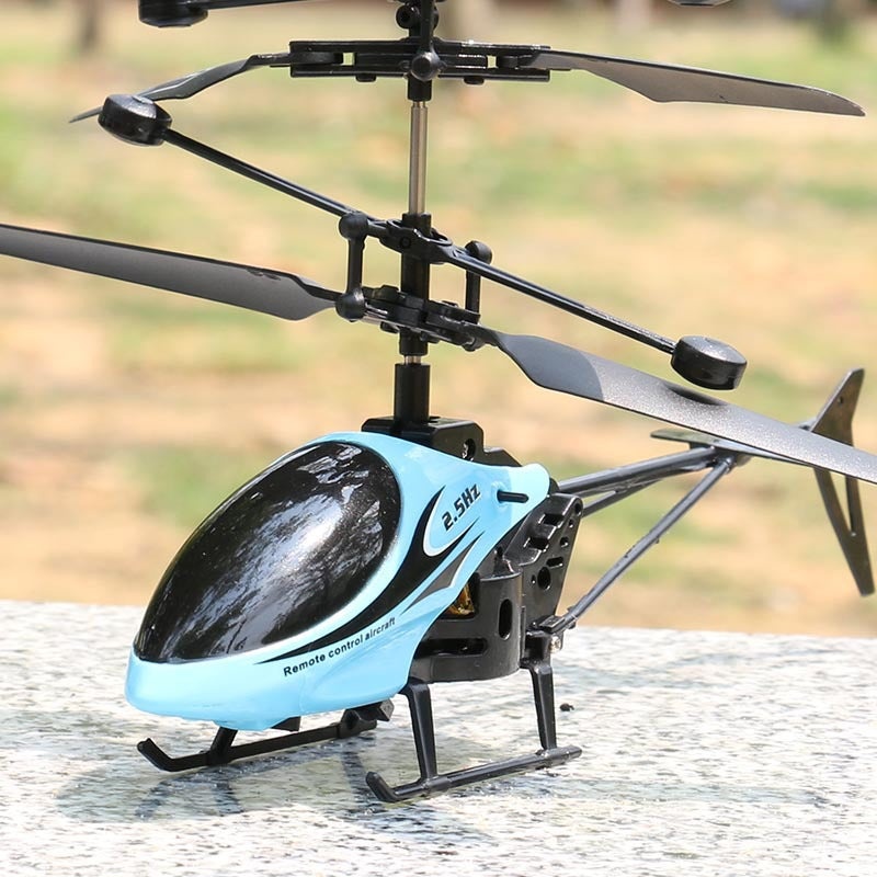 Mini remote control helicopter in vibrant color featuring two-way controller and durable plastic propellers — view 4