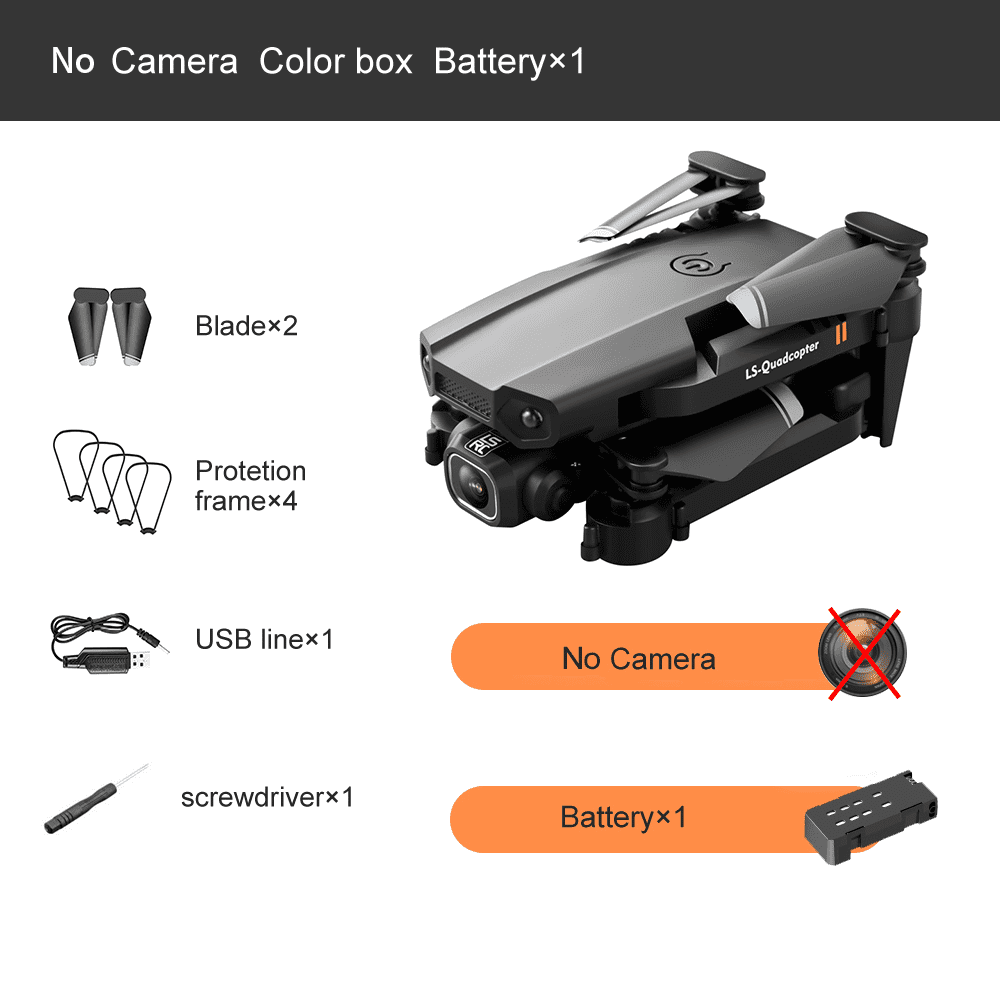 Mini 4K dual-lens quadcopter drone in black with remote control and smartphone app interface.