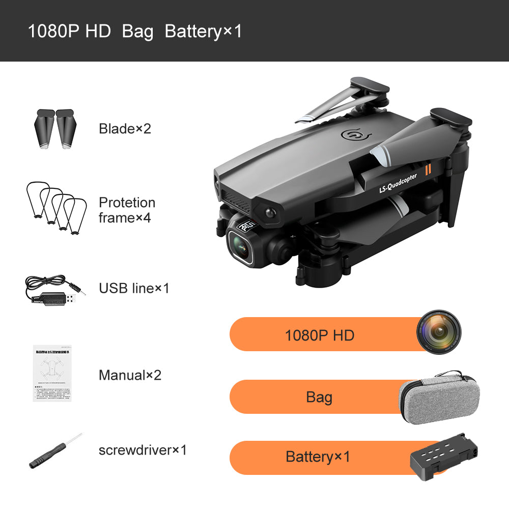 Mini 4K dual-lens quadcopter drone in black with remote control and smartphone app interface. — view 5