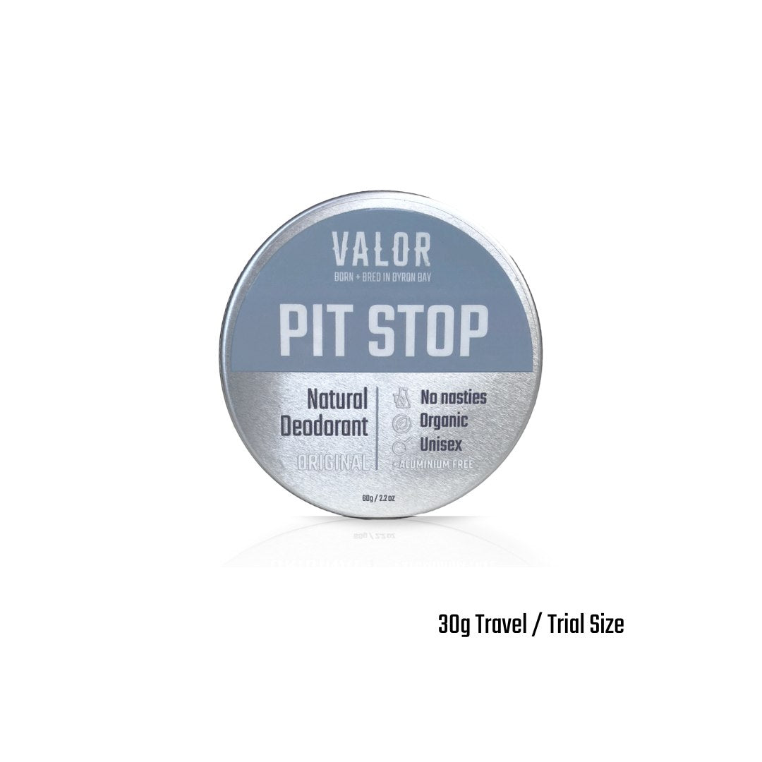 Small 30g tin of Pit Stop Original organic natural deodorant paste for daily freshness