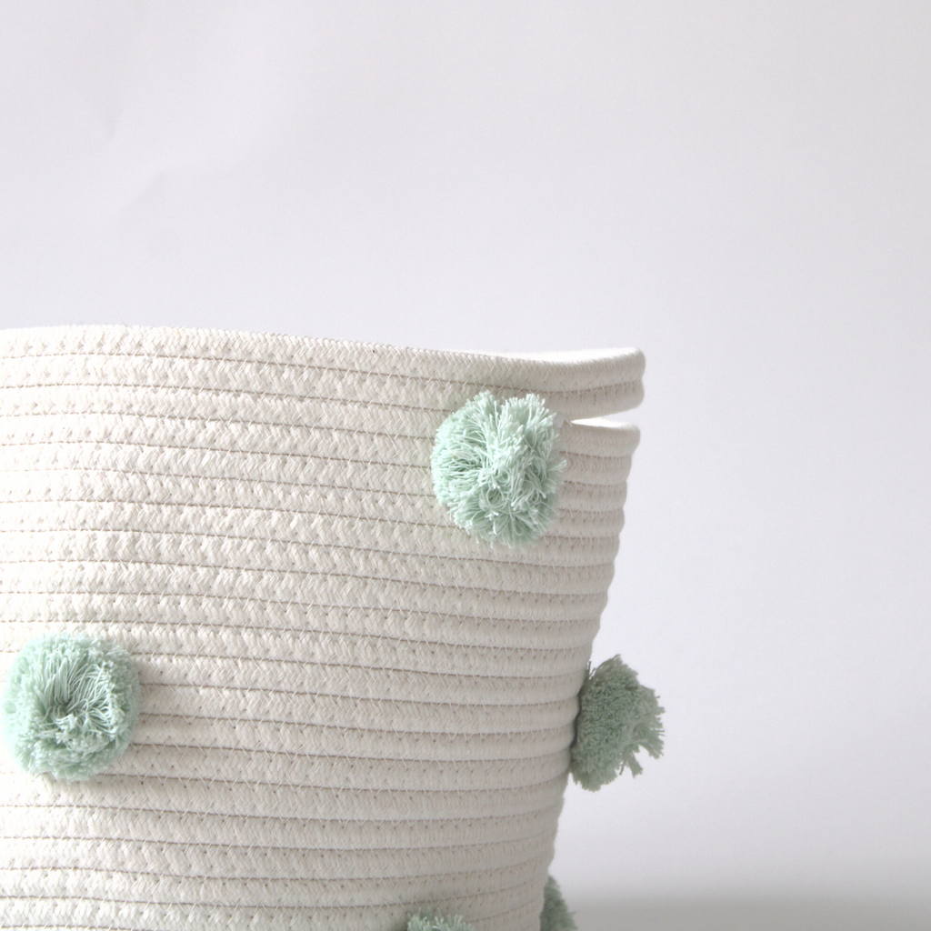 Mint Pom Basket - Medium-1