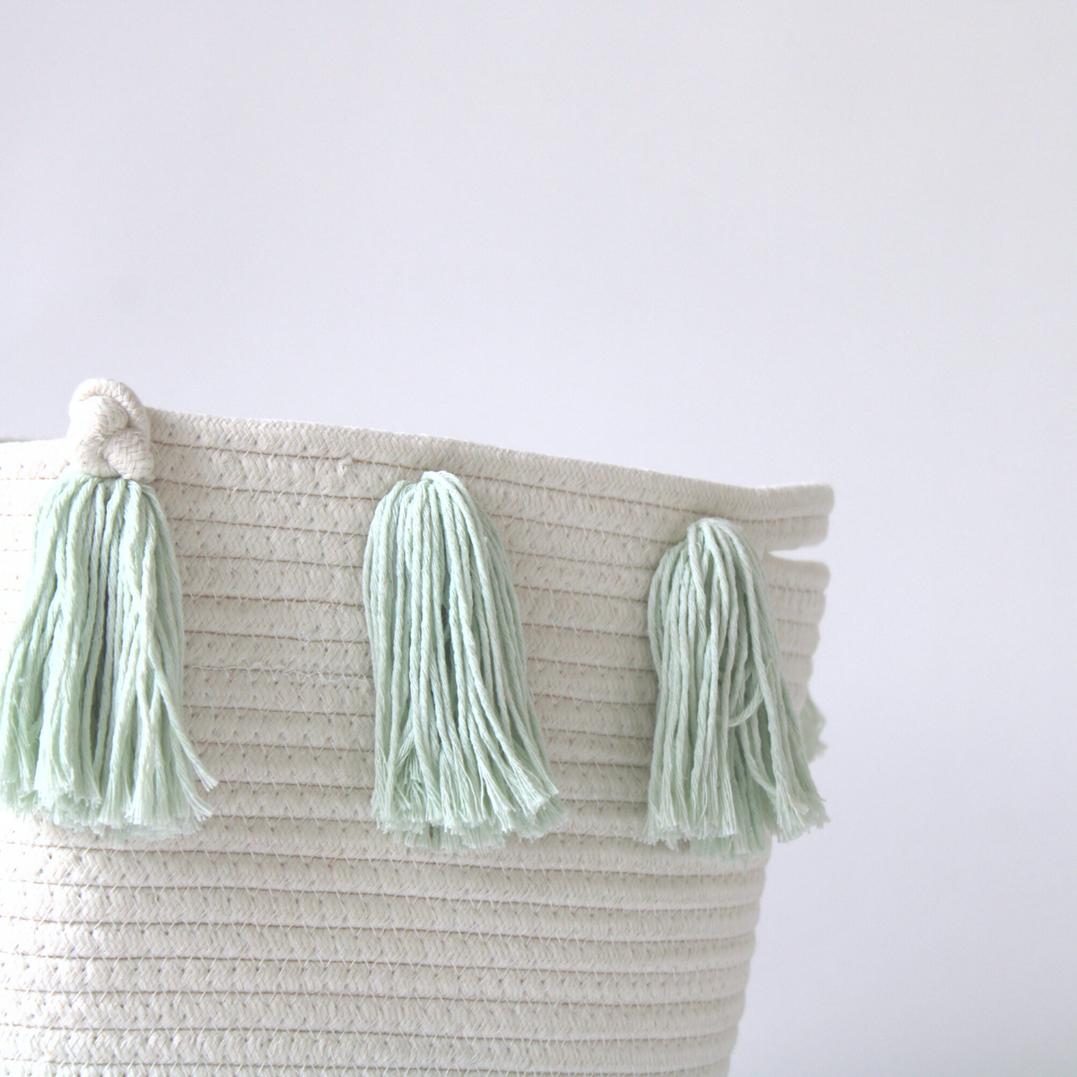 Mint Tassel Basket - Large-1