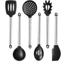Modern silicone kitchen utensil set in sleek black and gray with cooking tools and spatulas