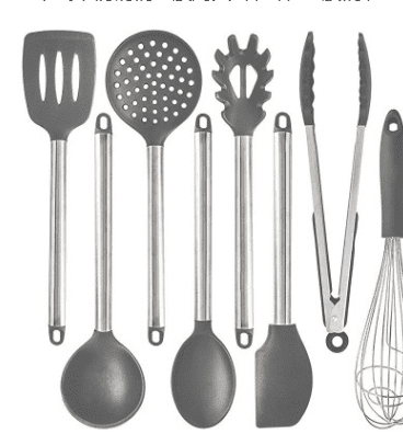Modern silicone kitchen utensil set in sleek black and gray with cooking tools and spatulas — view 3