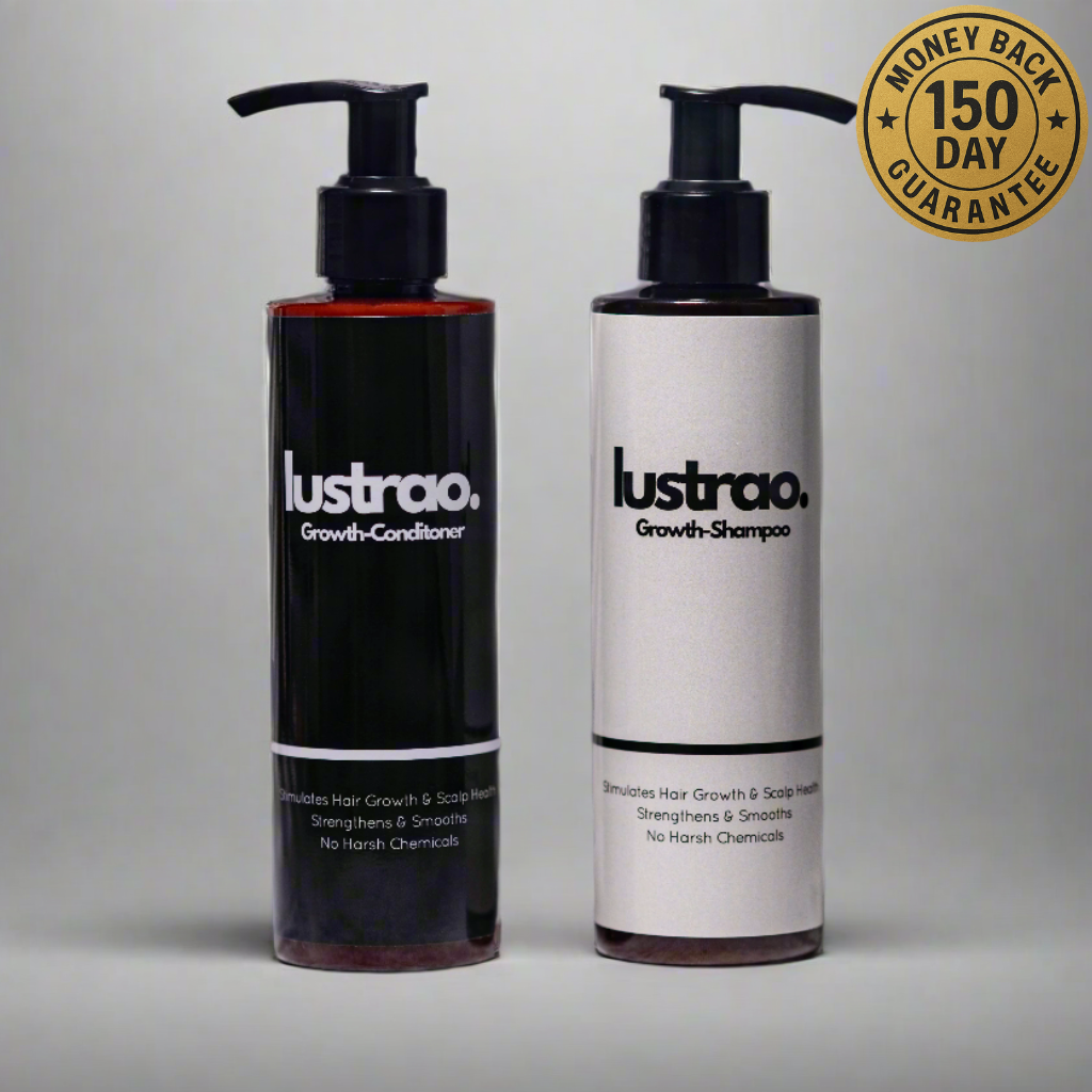 Lustrao hair growth shampoo and conditioner duo set in premium dispenser bottles for thinning hair