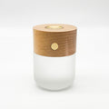 Moonlight essential oil diffuser, minimalist white glass waterless aromatherapy device with built-in LED ambient lighting