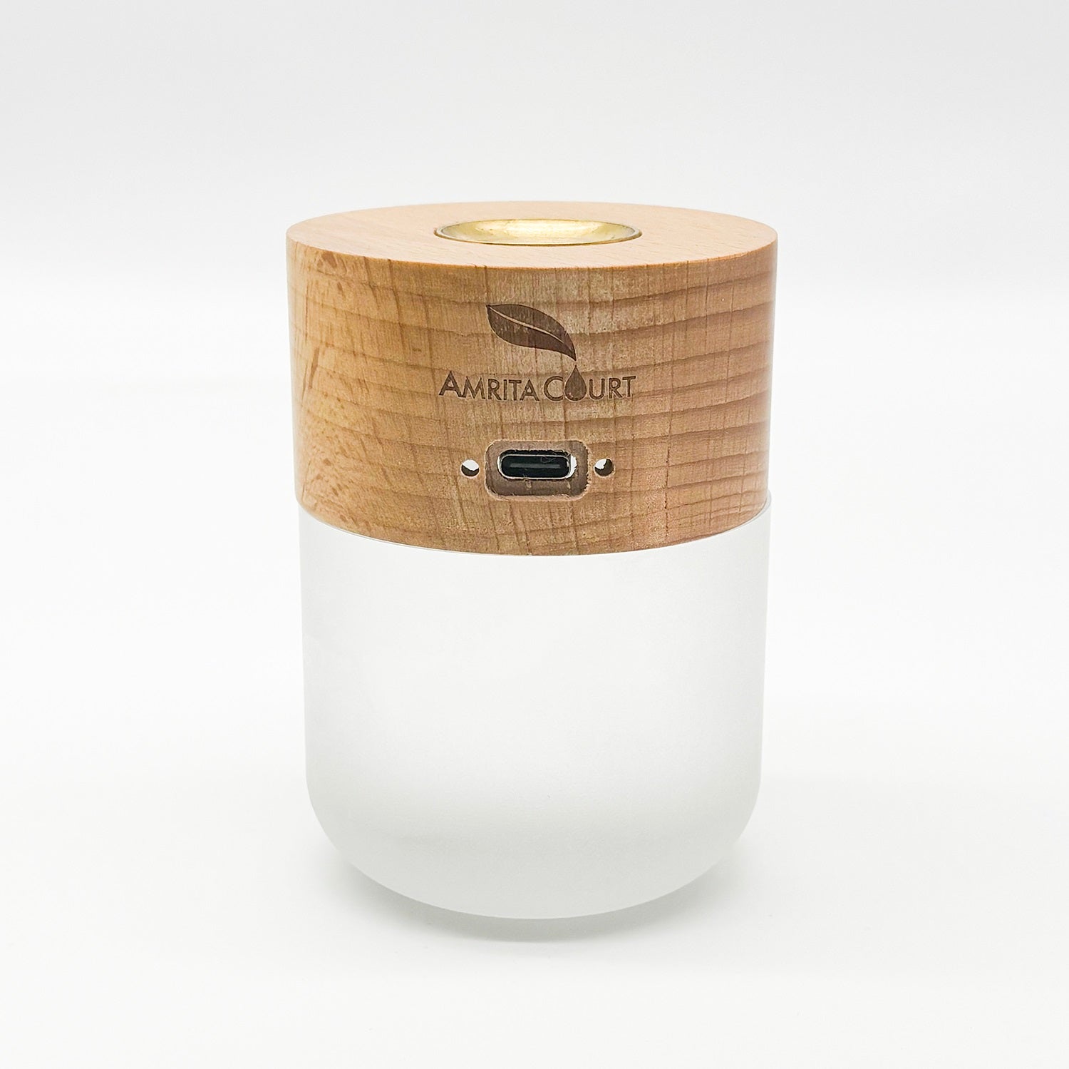 Moonlight essential oil diffuser, minimalist white glass waterless aromatherapy device with built-in LED ambient lighting — view 3