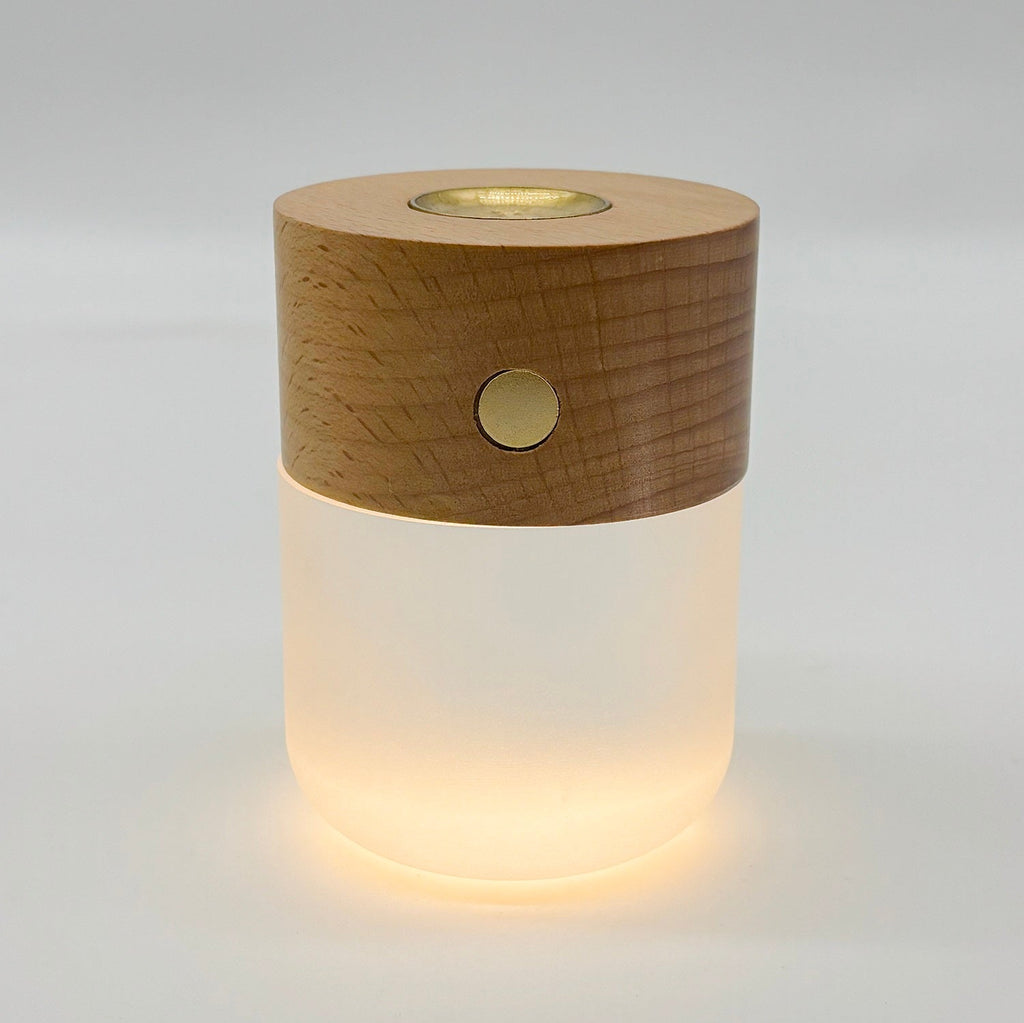 Moonlight essential oil diffuser, minimalist white glass waterless aromatherapy device with built-in LED ambient lighting — view 4