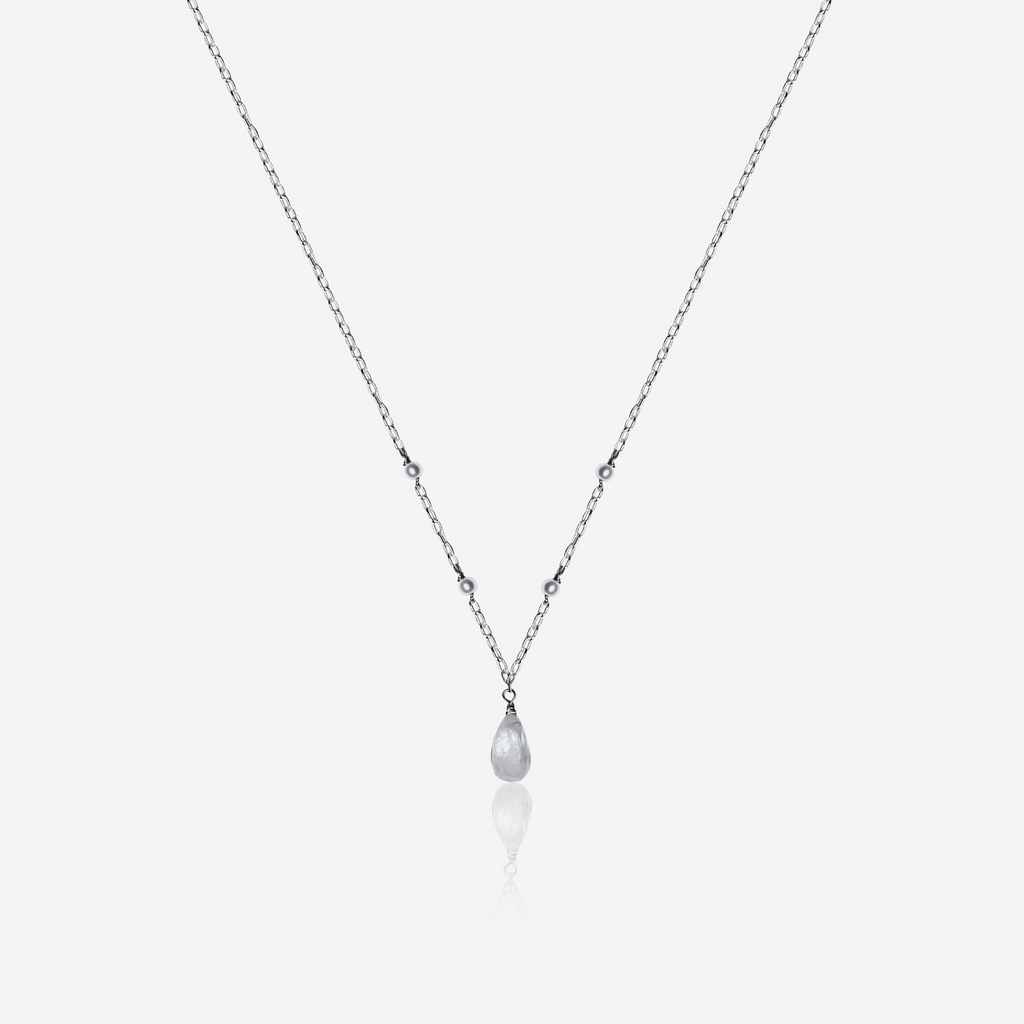 Moonstone & Pearl Drop Necklace | 14K Gold-2