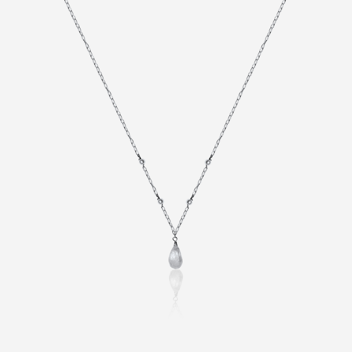 Moonstone & Pearl Drop Necklace | 14K Gold-2
