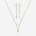 Moonstone & Pearl Jewelry Set | Earrings & Necklace | 14K Gold-0