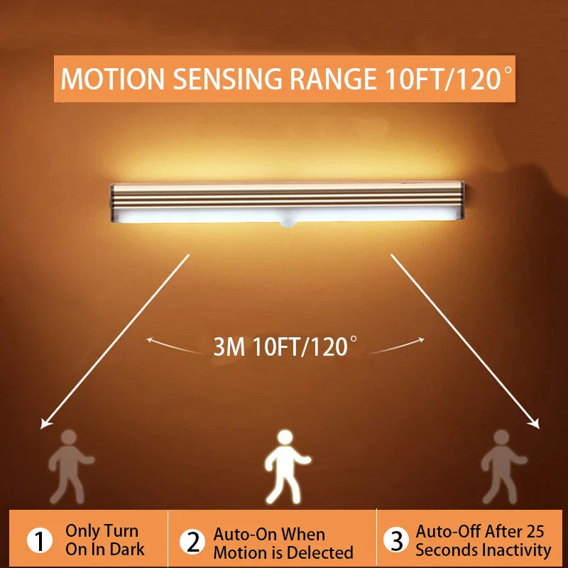 Motion sensor LED night light strip in warm white for under cabinet and wardrobe illumination — view 3
