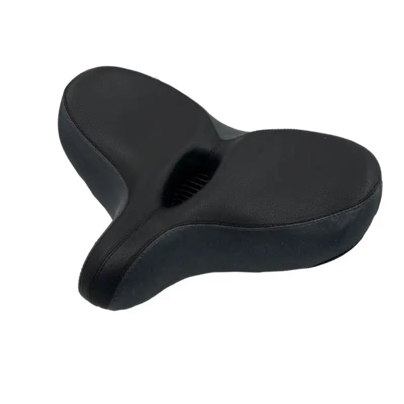 Black imitation leather mountain bike saddle with thickened ergonomic cushioning for comfortable rides