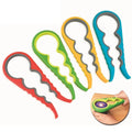 4-in-1 multi easy clip jar and bottle opener featuring a colorful anti-slip rubber grip.