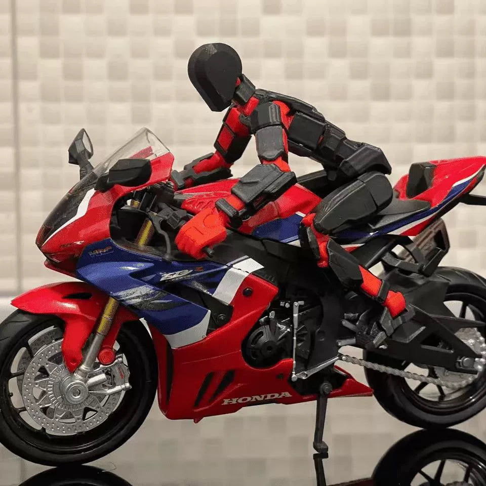 Posable multi-joint lucky action figure toy made from customizable splice and insert building blocks — view 2