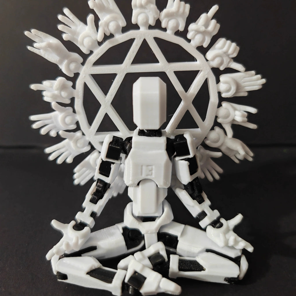 Posable multi-joint lucky action figure toy made from customizable splice and insert building blocks — view 4