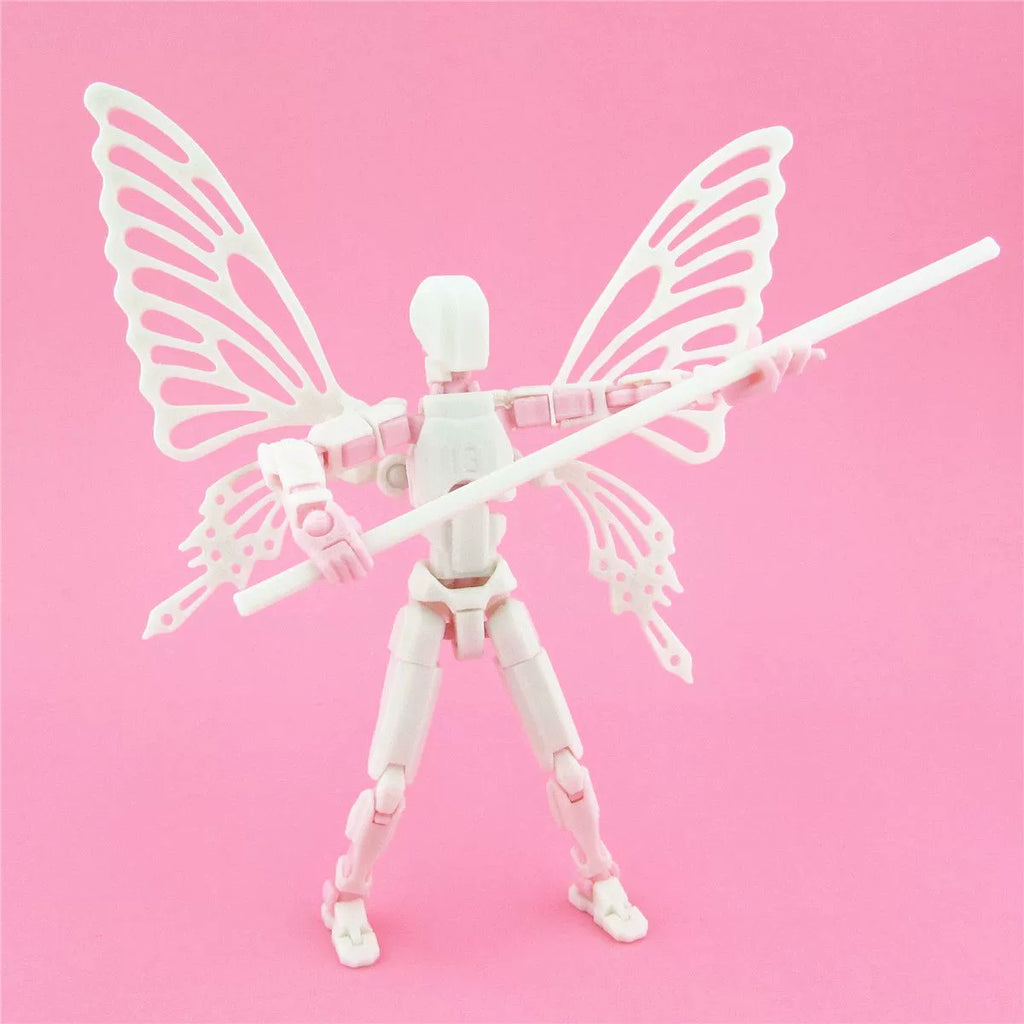 Posable multi-joint lucky action figure toy made from customizable splice and insert building blocks — view 5