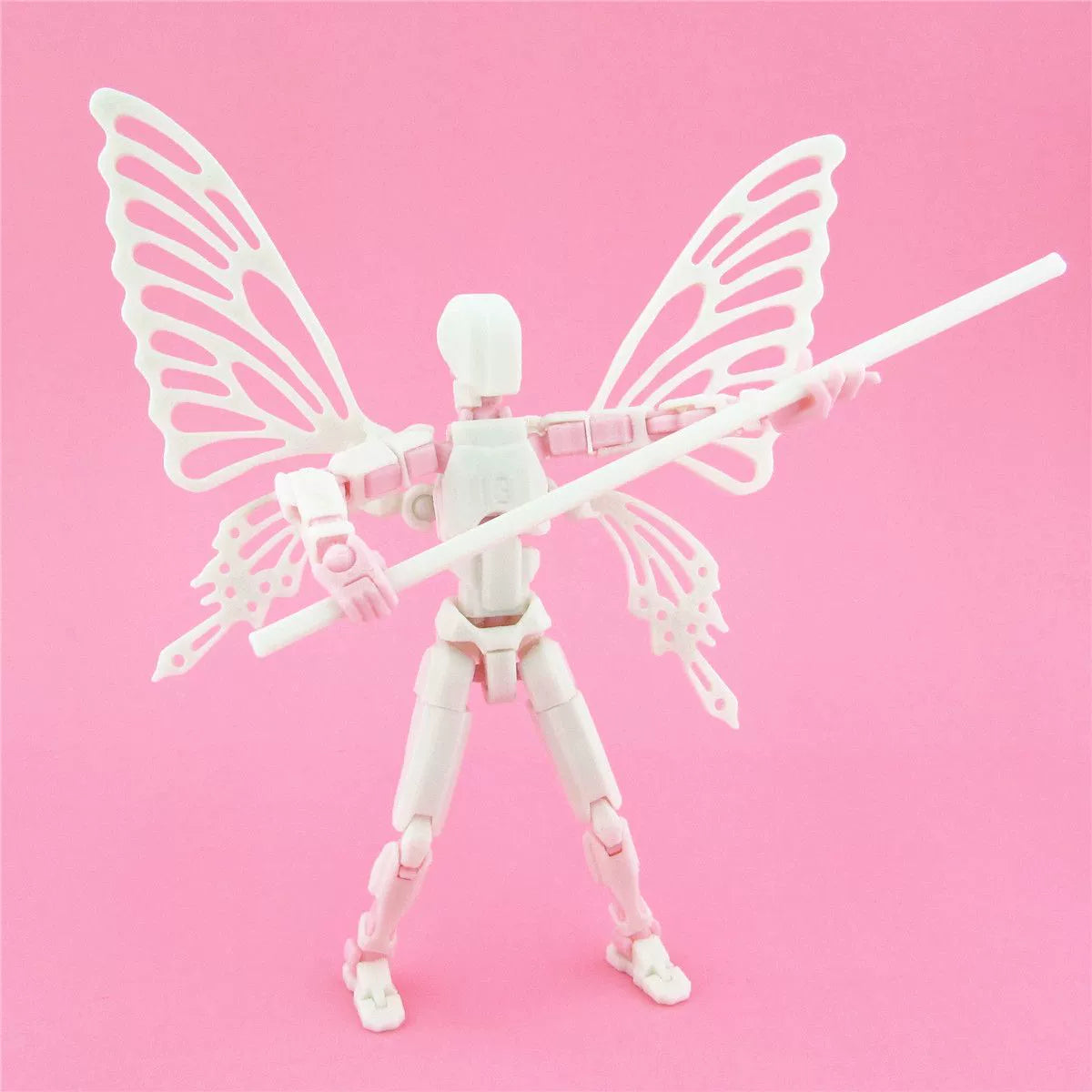 Posable multi-joint lucky action figure toy made from customizable splice and insert building blocks — view 5