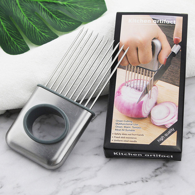 Multi kitchen helper and meat tenderizer with stainless steel prongs and ergonomic plastic handle — view 2