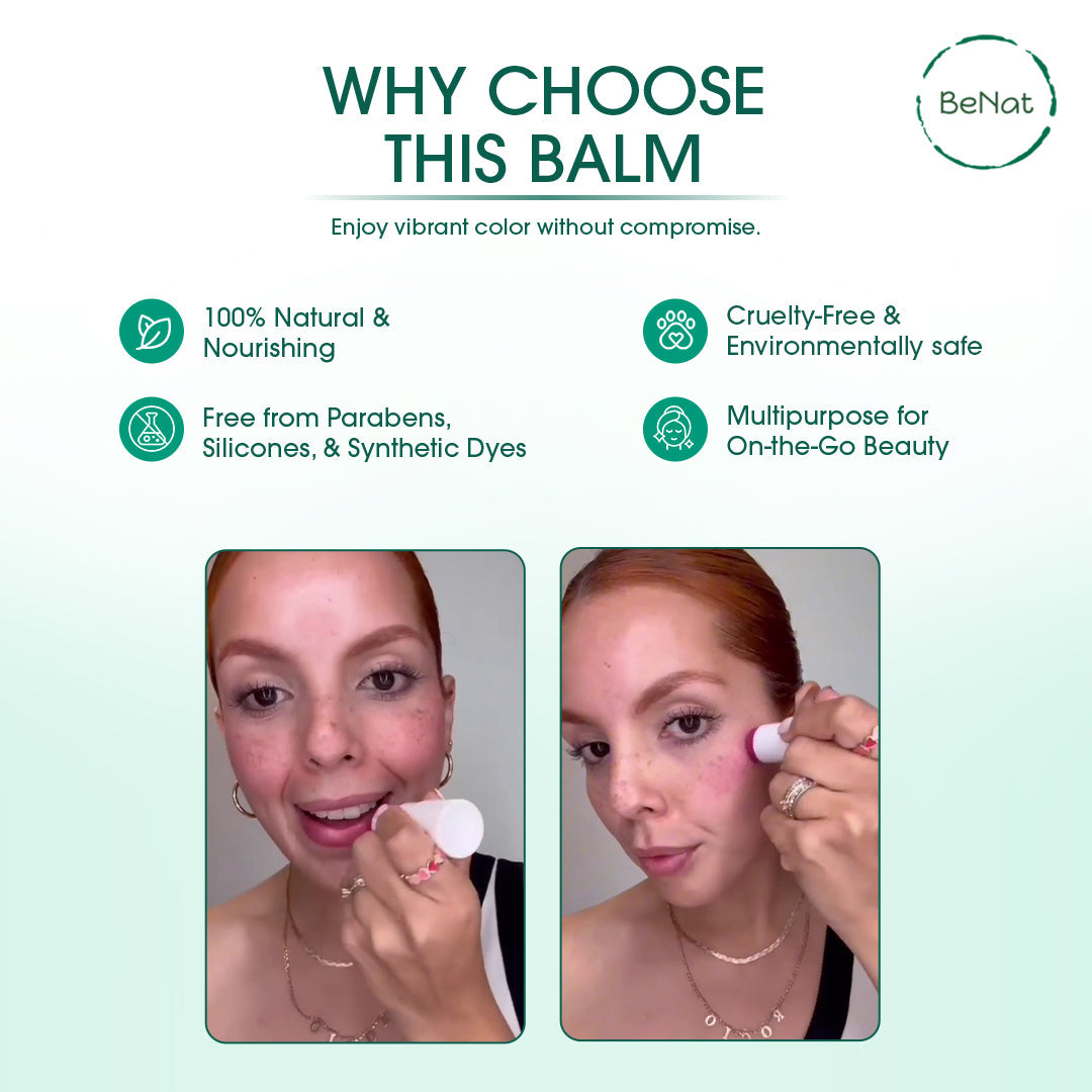 Natural lip and cheek bloom tinted balm applicator tube showcasing vibrant color for everyday makeup — view 4