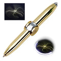 Multifunctional luminous fidget spinner pen in sleek metallic finish featuring integrated glowing LED light