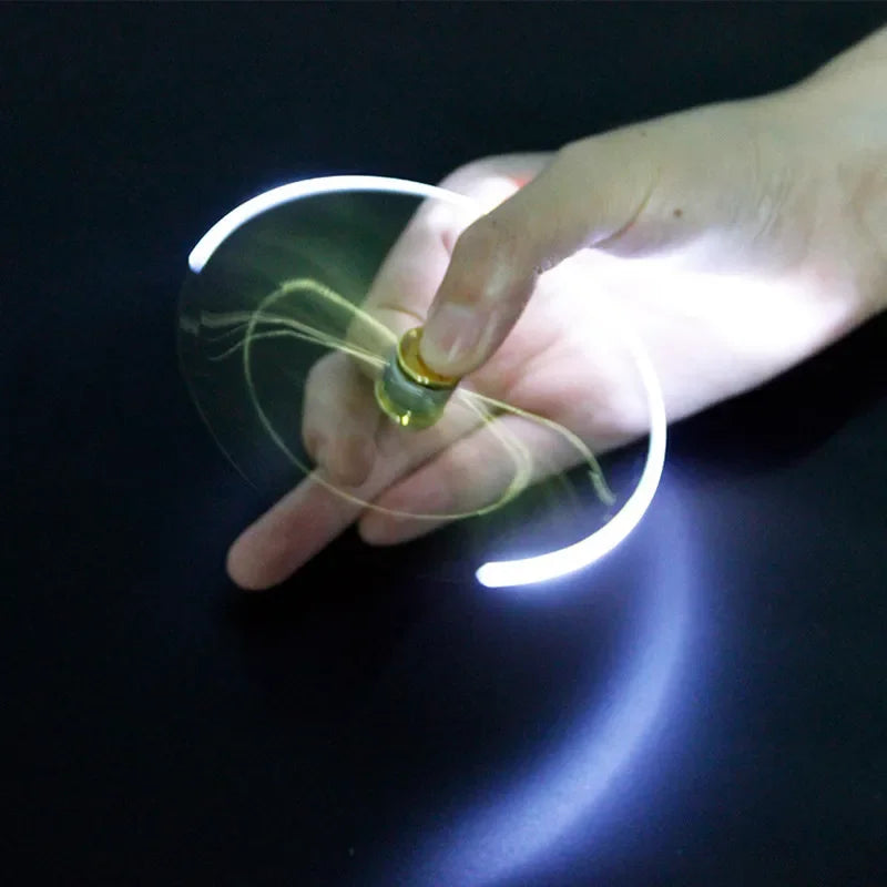 Multifunctional luminous fidget spinner pen in sleek metallic finish featuring integrated glowing LED light — view 2