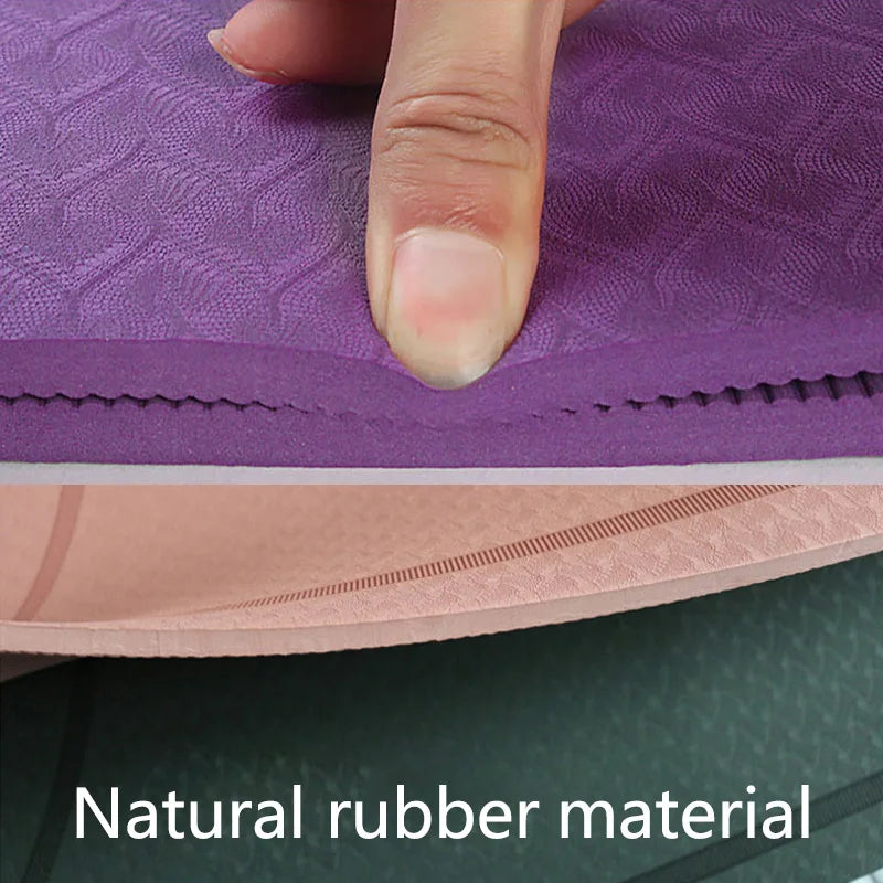 Pink 8mm thick natural rubber jump rope mat rolled out for indoor home gym workouts — view 4