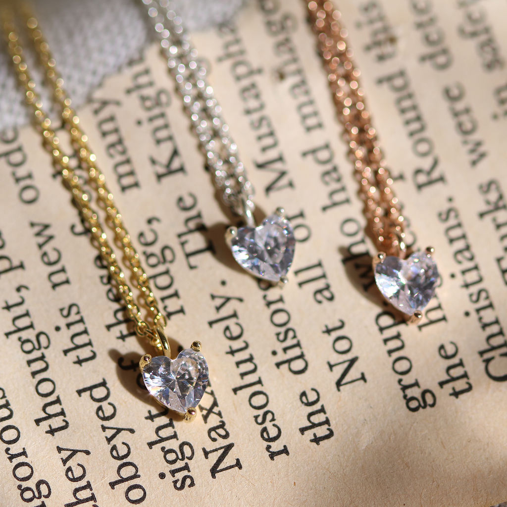 Plain heart cubic pendant necklace-1