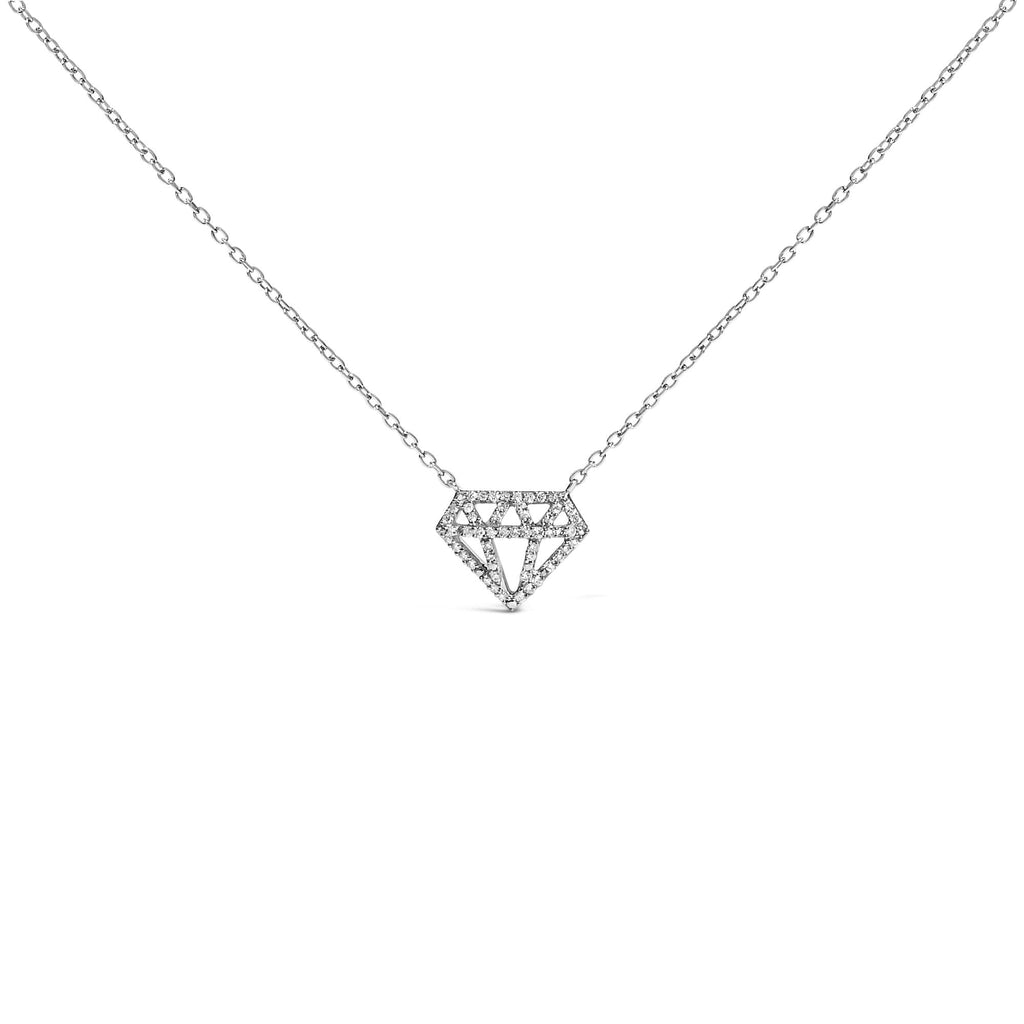 Sterling Silver 1/6 Cttw Diamond Shaped Diamond Pendant Necklace-0