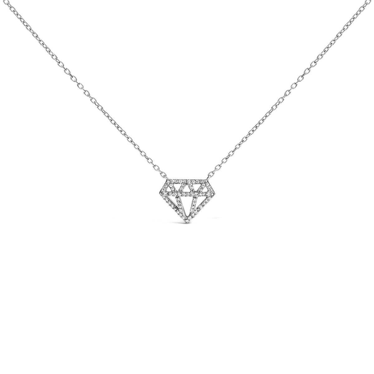 Sterling Silver 1/6 Cttw Diamond Shaped Diamond Pendant Necklace-0