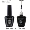 NAILCO 15ml UV gel top coat and base coat set bottles for glossy long-lasting manicures
