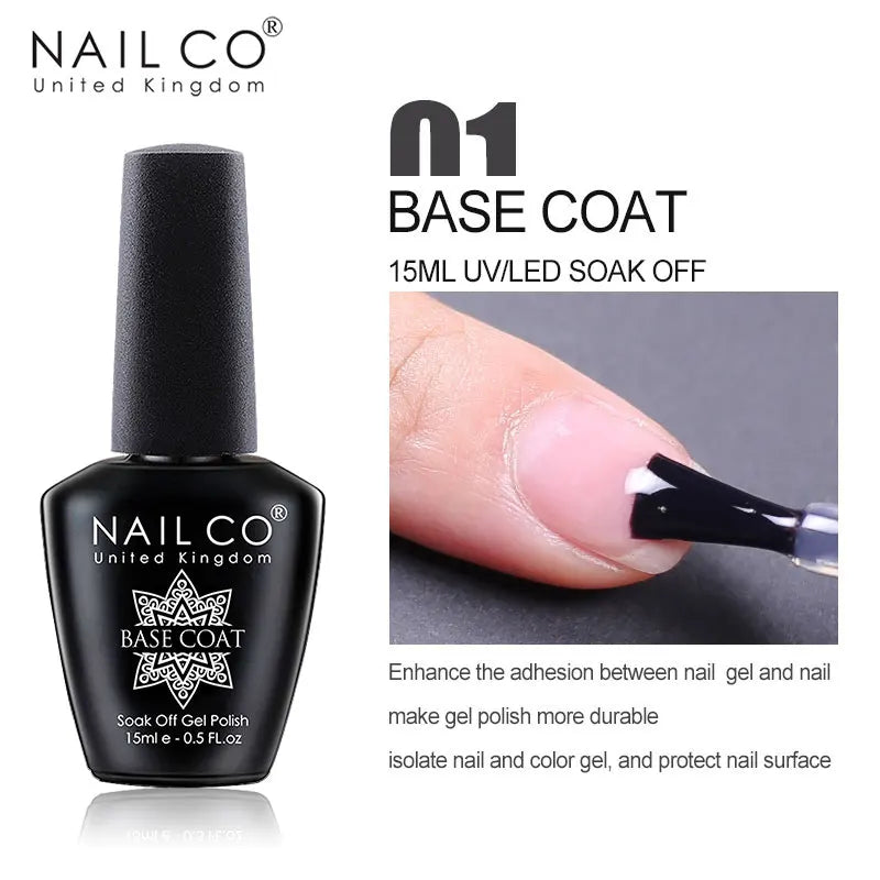 NAILCO 15ml UV gel top coat and base coat set bottles for glossy long-lasting manicures — view 3