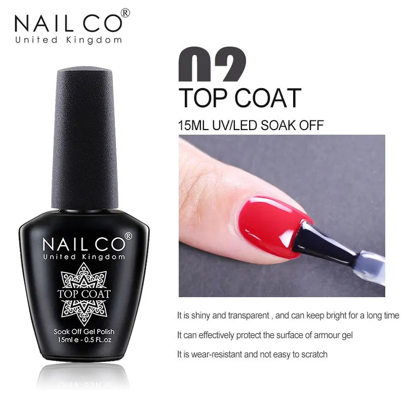 NAILCO 15ml UV gel top coat and base coat set bottles for glossy long-lasting manicures — view 4
