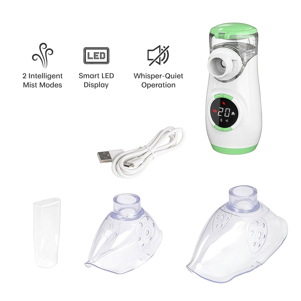 Portable mesh nebulizer and baby electric nasal aspirator complete breathing relief kit for families — view 2