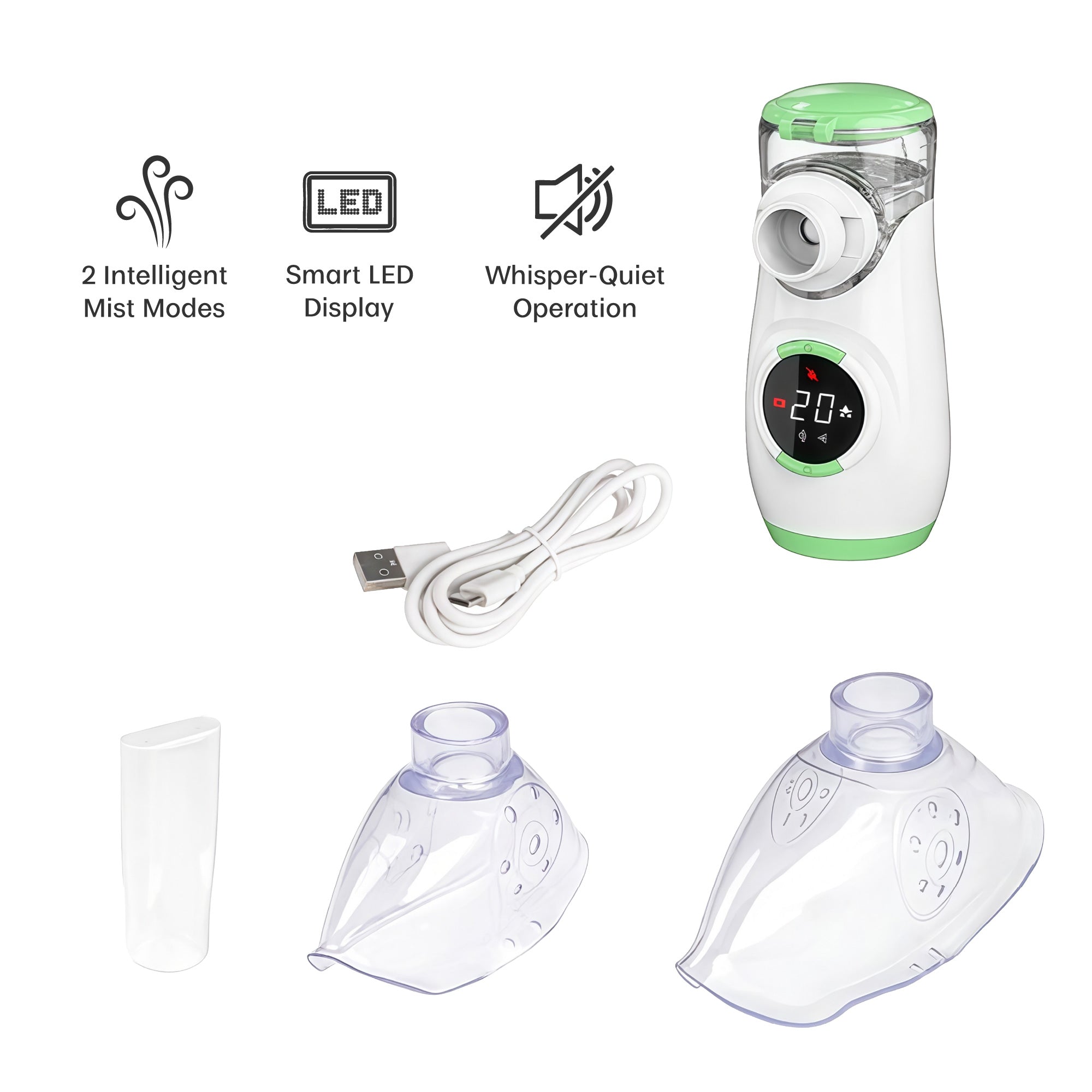 Portable mesh nebulizer and baby electric nasal aspirator complete breathing relief kit for families — view 2