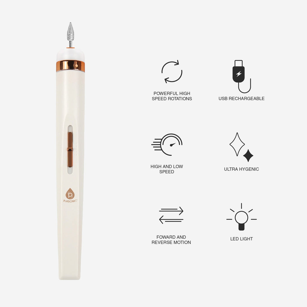 Pursonic rechargeable electric nail drill with five precision care heads and built-in LED light — view 2