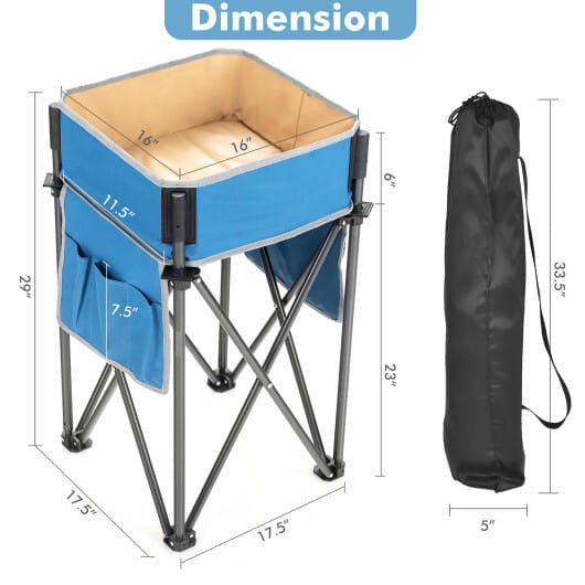 Two-piece folding camping table with waterproof fabric storage sinks, steel frames, and side organizer pockets — view 3