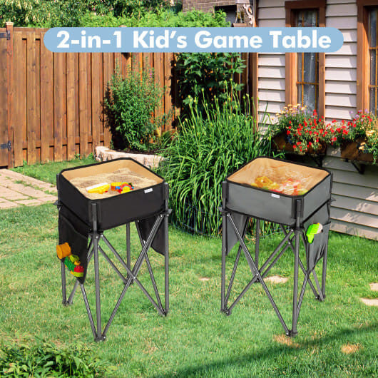 Two-piece folding camping table with waterproof fabric storage sinks, steel frames, and side organizer pockets — view 7