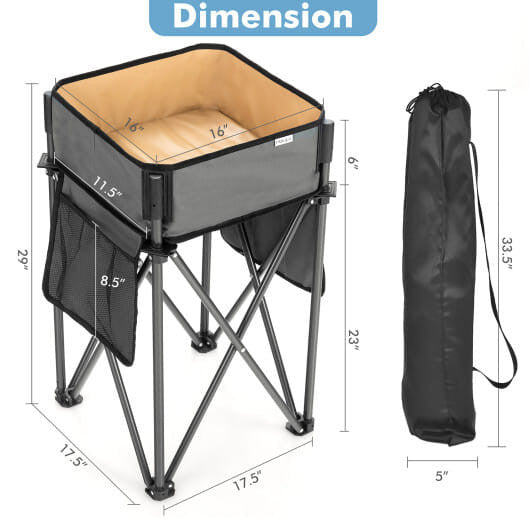 Two-piece folding camping table with waterproof fabric storage sinks, steel frames, and side organizer pockets — view 8