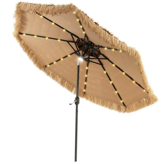 9-foot thatched tiki patio umbrella featuring built-in LED lights and a rust-resistant center pole. — view 5