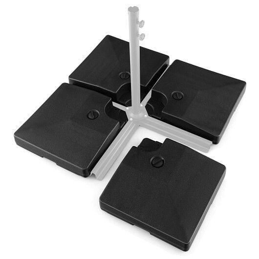 Four-piece black cantilever offset patio umbrella base with stackable design and hidden carrying handles. — view 5