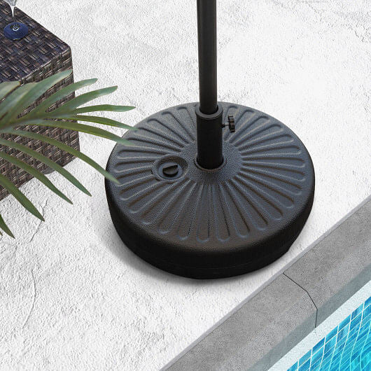 20-inch heavy-duty round fillable outdoor umbrella base stand in black with tightening knob